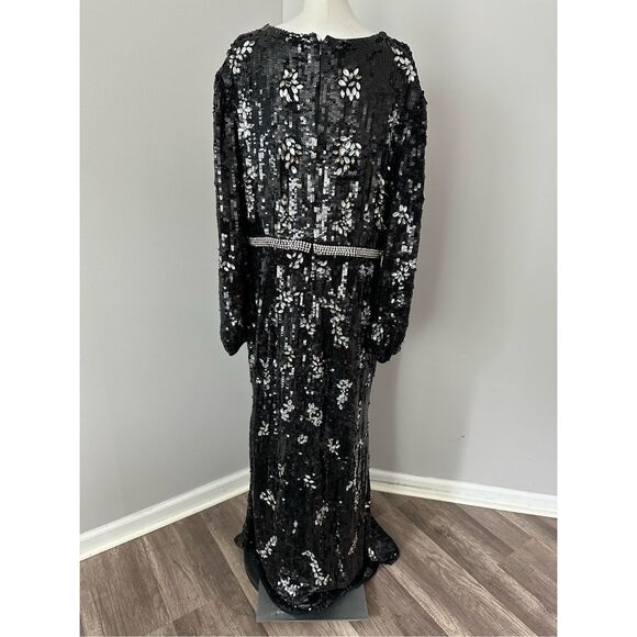 NWT MAC DUGGAL EMBELLISHED WRAP OVER BISHOP SLEEVE GOWN $1598 - Picture 8 of 11